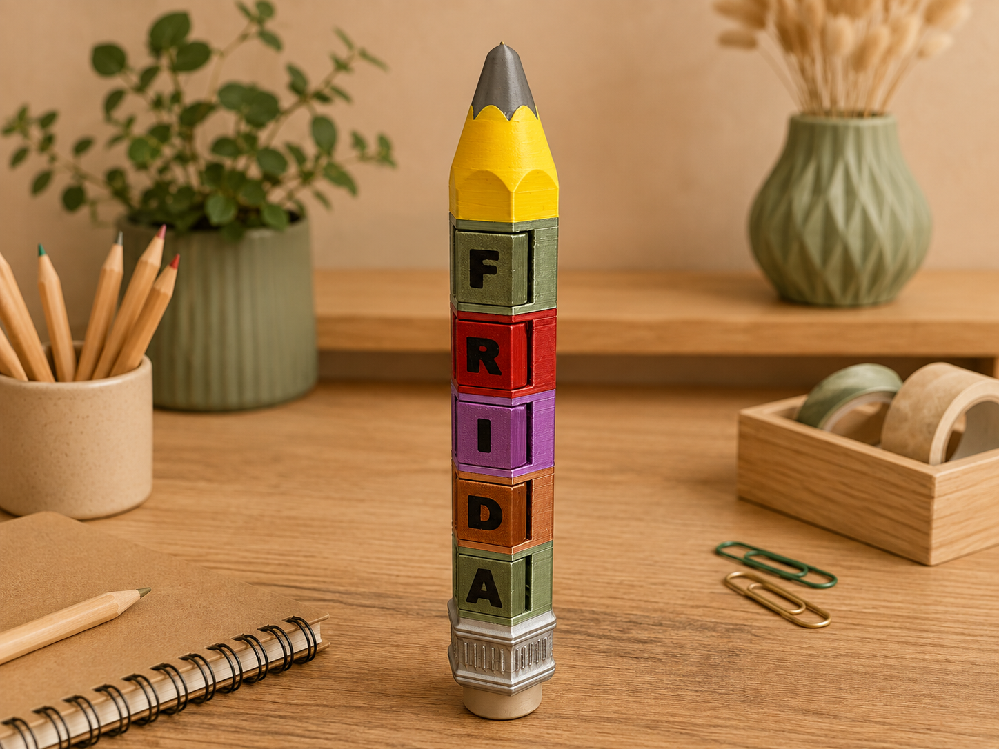 Personalisierter 3D-gedruckter Stift mit dem Namen Frida